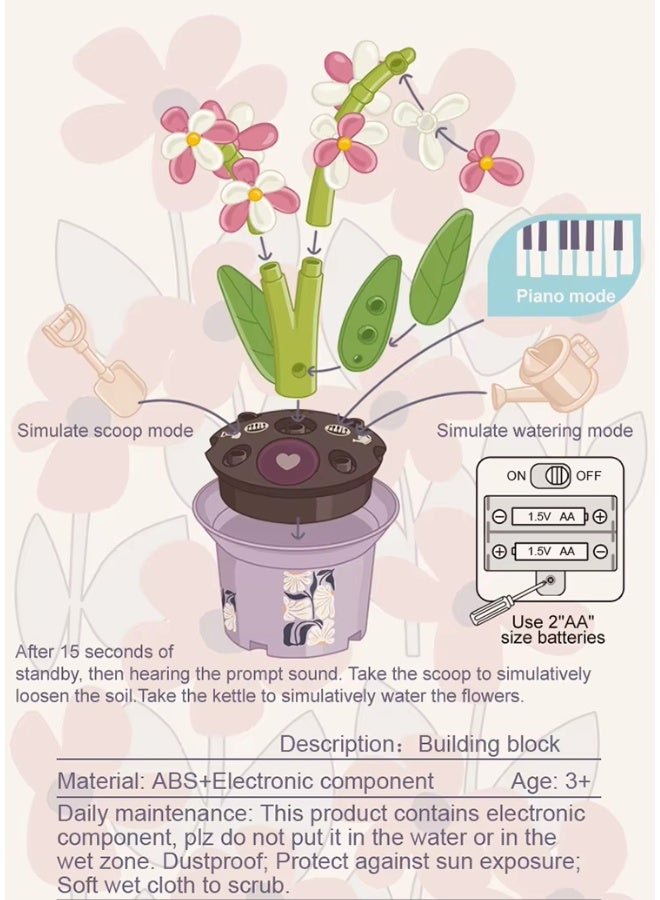 DAT Orchid Musical Flower Pot Toy with Lights & Gardening Tools, Educational Building Set, Ages 3+ - Image 3