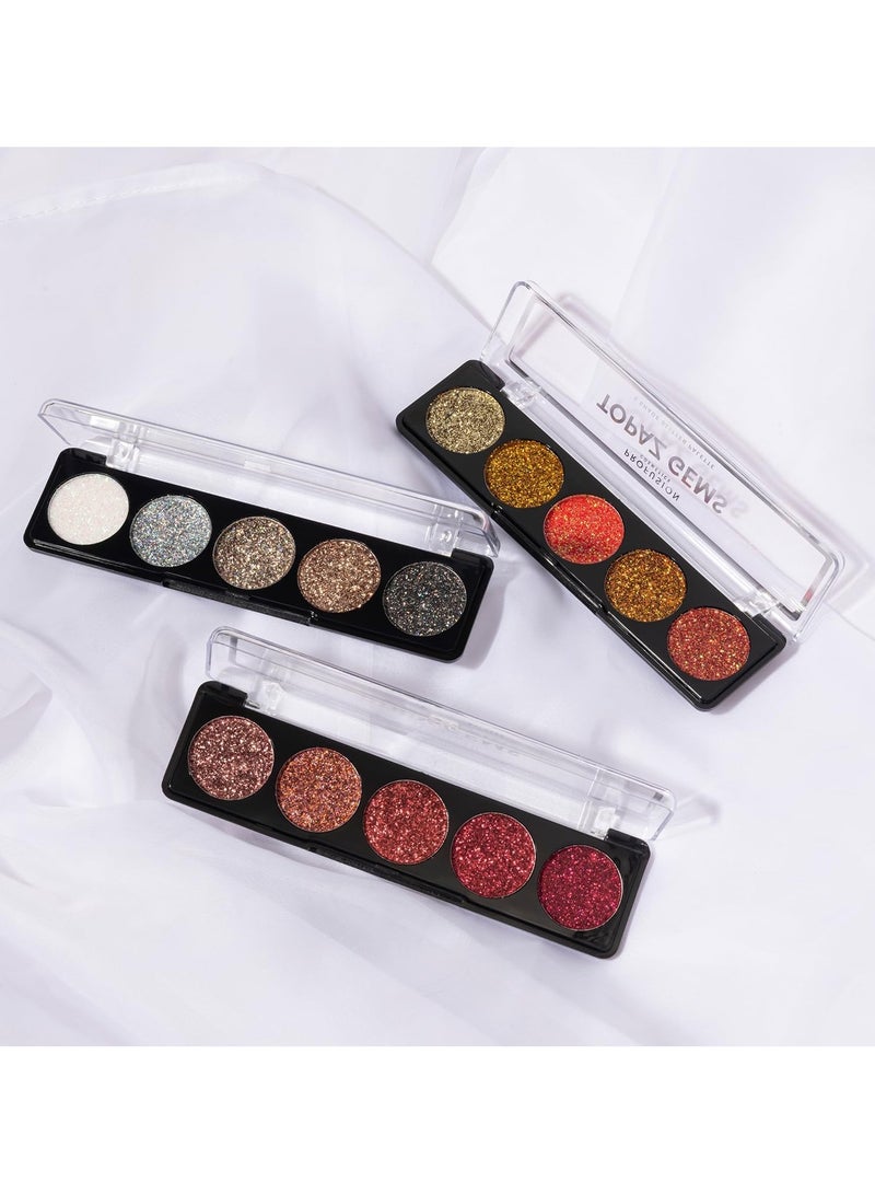 profusion Cosmetics 5 Shade Gems Glitter Palette Unleash Your Inner Sparkle with Vibrant Pressed Glitters and Gems for Effortless Glam Raise Your Look with Richly Pigments - Image 3
