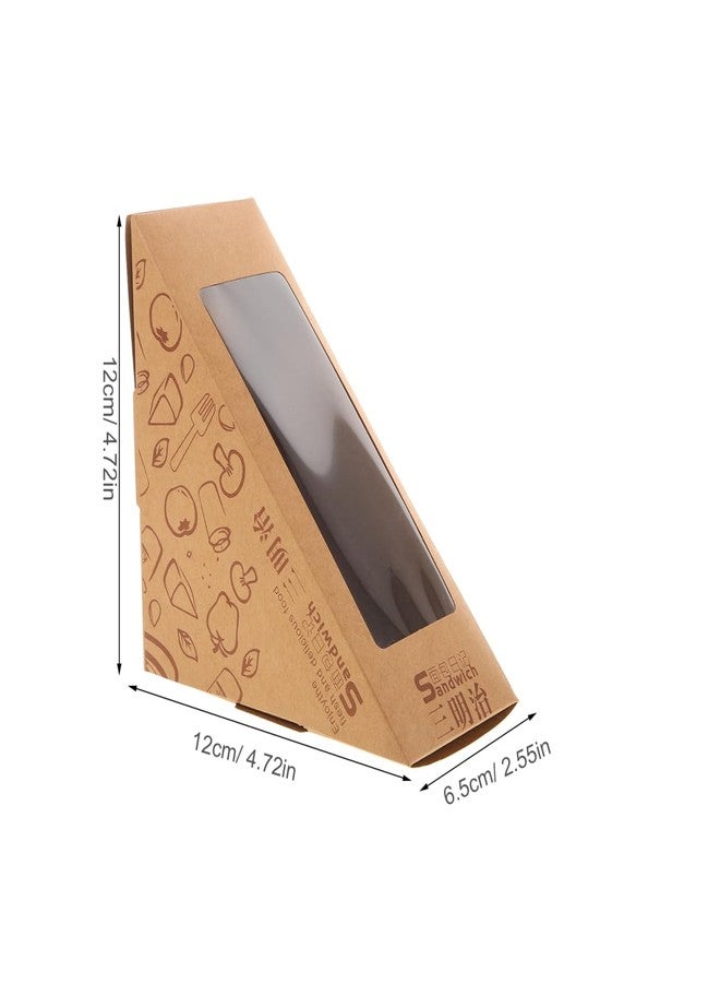 FUNOMOCYA Window Sandwich Packaging Boxes 100Pcs Kraft Triangle Food Wrapping Boxes for Bakery Storage Portable Kitchen Use 4.72X4.72X2.55In - Image 4