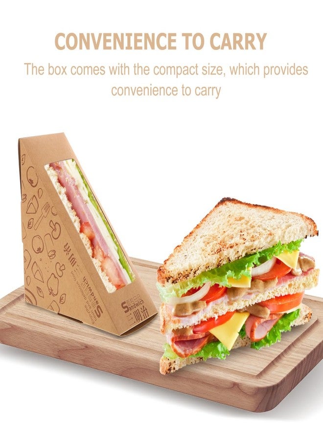 FUNOMOCYA Window Sandwich Packaging Boxes 100Pcs Kraft Triangle Food Wrapping Boxes for Bakery Storage Portable Kitchen Use 4.72X4.72X2.55In - Image 5
