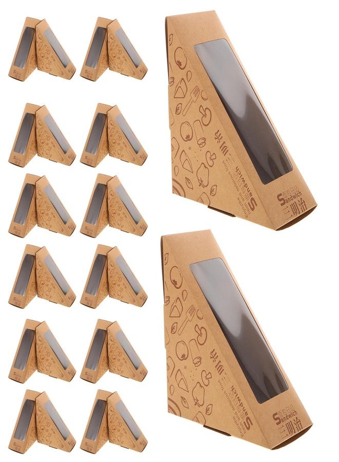 FUNOMOCYA Window Sandwich Packaging Boxes 100Pcs Kraft Triangle Food Wrapping Boxes for Bakery Storage Portable Kitchen Use 4.72X4.72X2.55In - Image 1