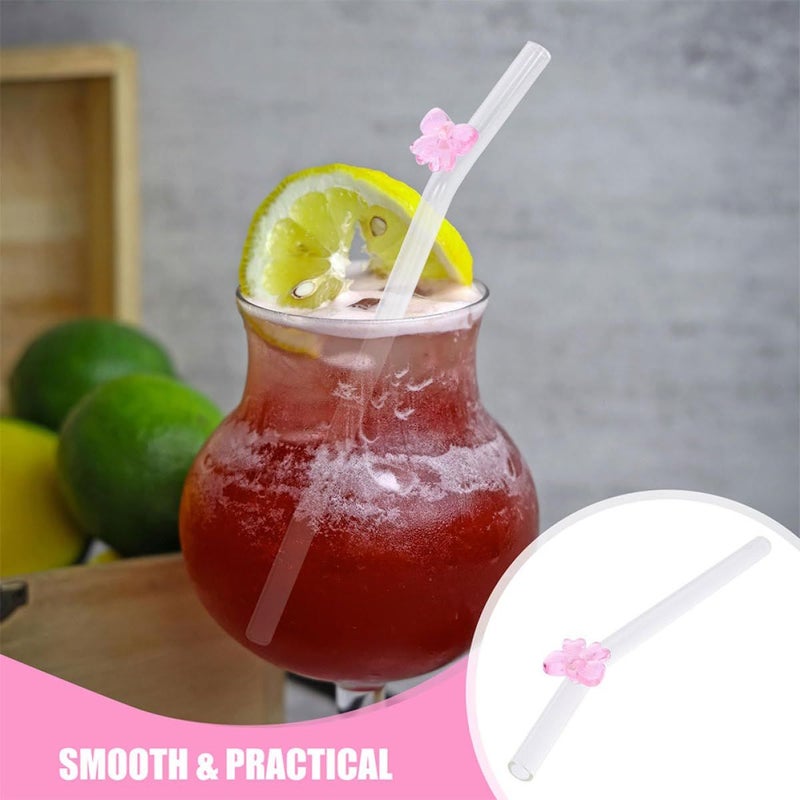 SUPVOX 2 Pink Butterfly Glass Straws Shatterproof Reusable for Juice - Image 4