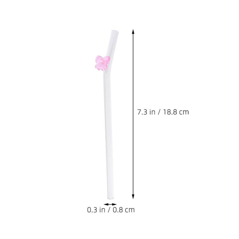 SUPVOX 2 Pink Butterfly Glass Straws Shatterproof Reusable for Juice - Image 3