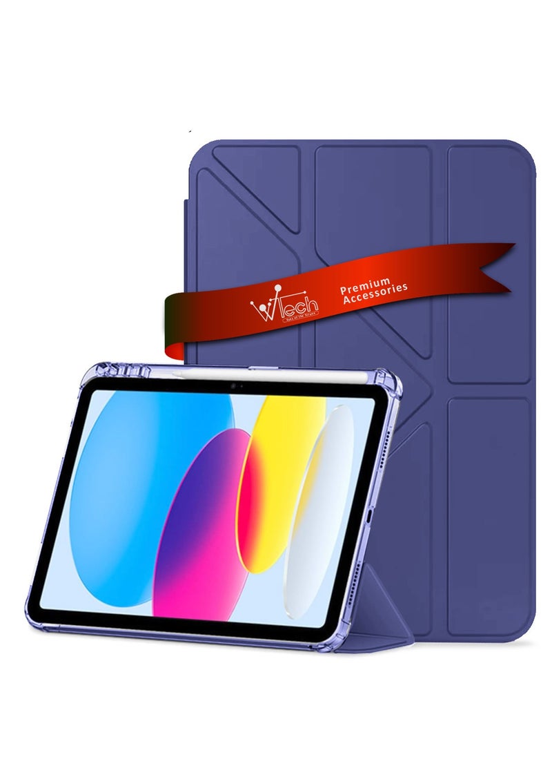 Wtech - Symmetry 360 Smart Folio Series Auto Awake/Auto Sleep Leather Texture Case Cover For Apple iPad 10 10th Generation 5G 2022 10.9 Inch Navy Blue - Image 1