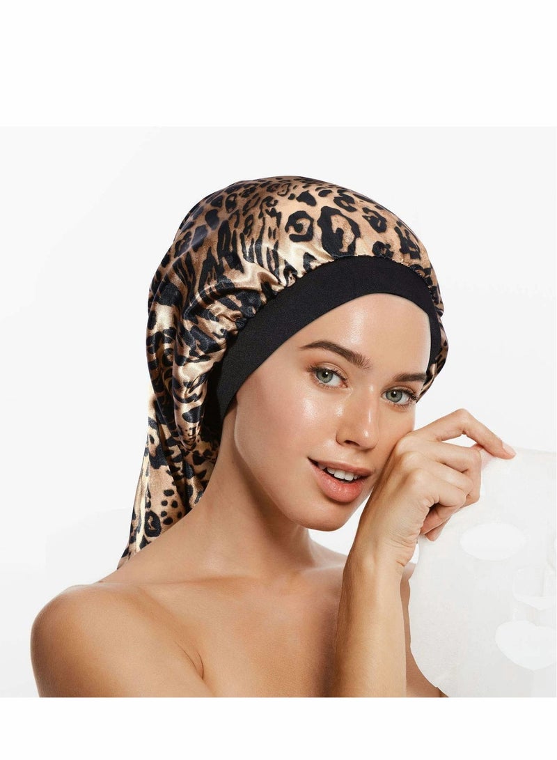 NIBEMINENT Satin Sleep Cap, Long Braids Hair, Silk Bonnet Soft Elastic Band Loose Cap Bonnets Night Hat Good Sleeping for Women Dreadlocks, Braid Curly 3 Pack - Image 4