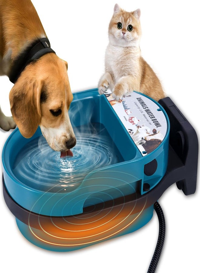 MUDUOBAN Heated Water Bowl for Dog and Cat,Heated Chicken Waterer, Outdoor Heated Pet Water Dish with Float Valve,Heated Bird Bath in Winter for Outdoors,Anti-Chew Cord,48W - Image 1