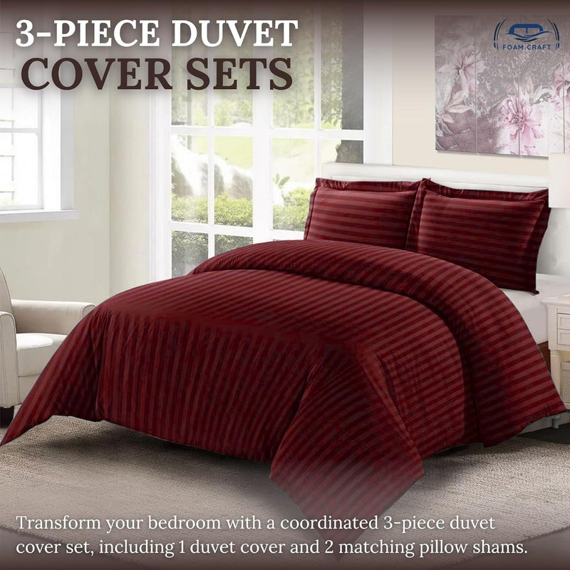 FOAM CRAFT® Stripe 3-Piece Duvet Cover Set - Burgundy, Full (200 x 200cm) - Image 3