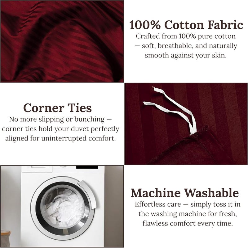 FOAM CRAFT® Stripe 3-Piece Duvet Cover Set - Burgundy, Full (200 x 200cm) - Image 5