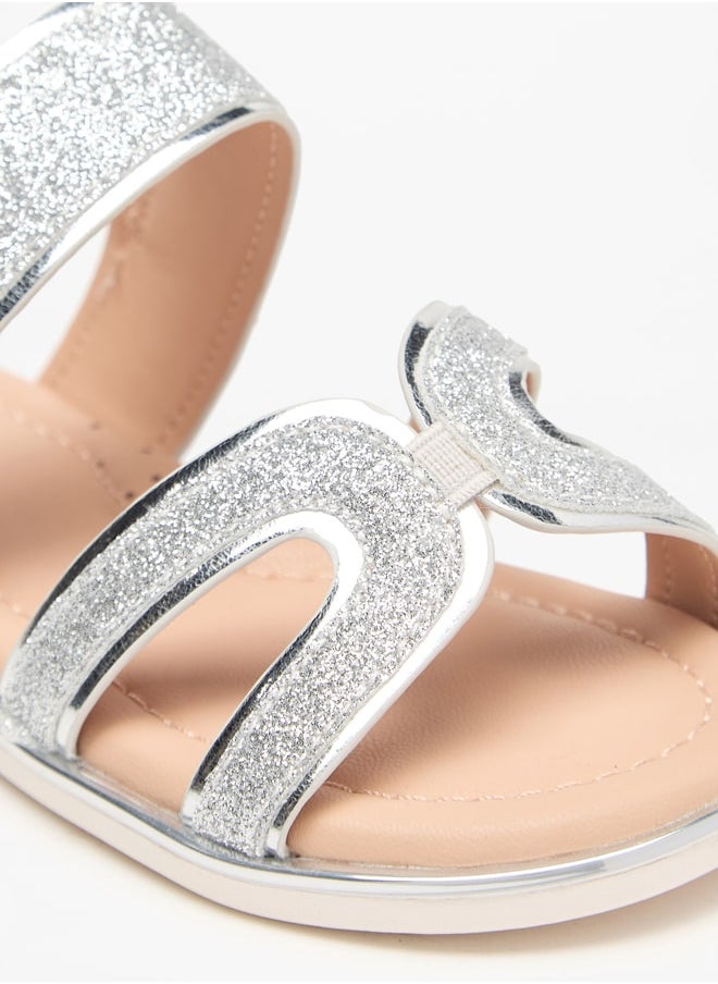 JUNIORS - Girls Glitter Detail Sandals with Hook and Loop Closure - Image 1