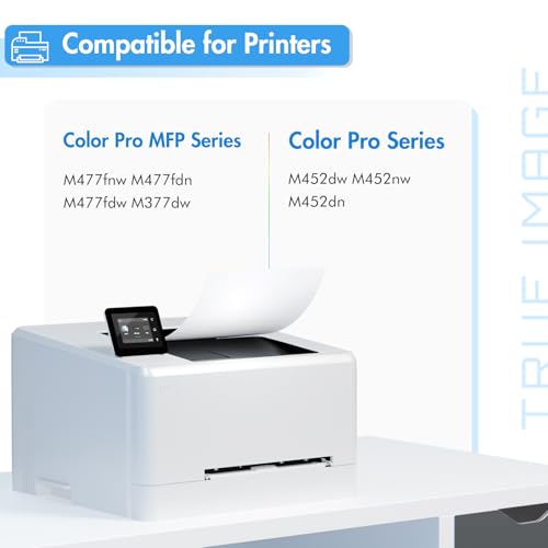 TRUE IMAGE Compatible 410A 410X Toner Cartridge Replacement for HP 410A 410X 410 for HP Color Laserjet Pro MFP M477fnw M477fdw M477fdn M452dw M452nw M452dn M477 Toner Printer (5-Pack) - Image 2