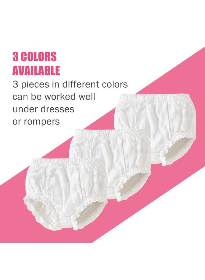 SOBOWO 3-Pack Bloomers for Baby Girls Diaper Covers Ribbed Ruffle Solid Triangle Baby Girl Shorts Summer Toddler Underwear, 3 Pieces White, 12-18 Months - Image 5