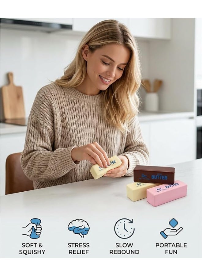 Butter Squishy Slow Rising Stress Relief Toy, 4oz Realistic Salted Butter Squeeze Toy, Soft PU Foam Decompression Fidget Toy for Kids & Adults, Novelty Gag Gift & Desk Companion - Image 3