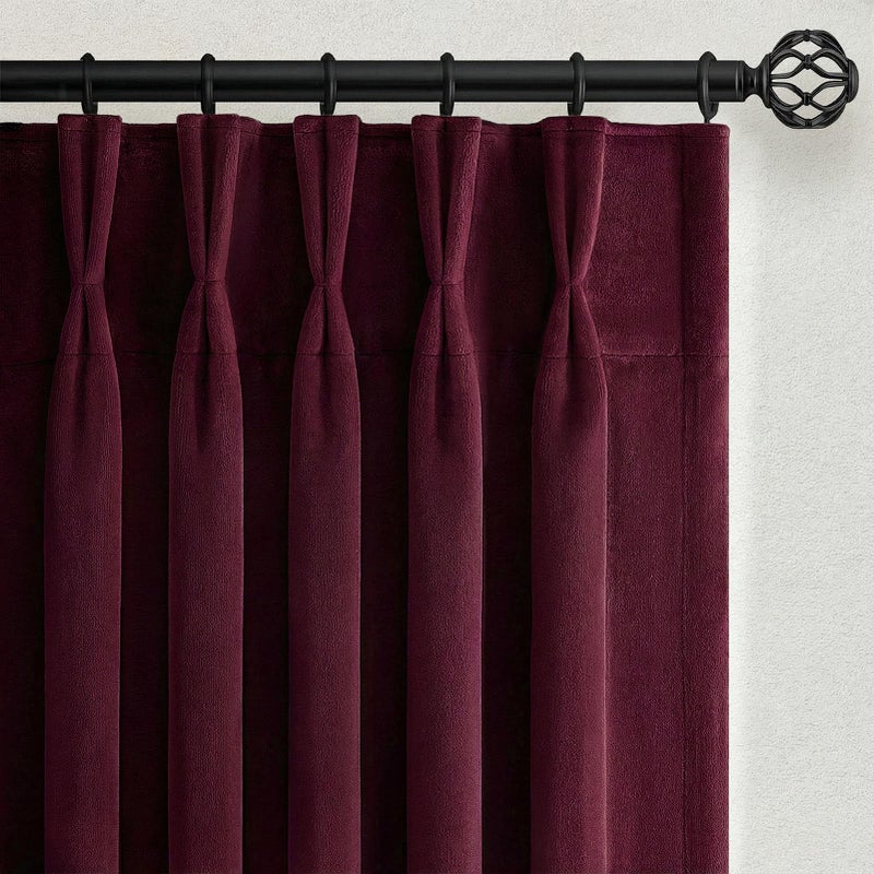 Drapenova Ruby Wine Velvet Curtains 84 Inch Length for Living Room Bedroom Elegant Luxury Pinch Pleated Drapes with Hooks Vintage Victorian Decor Room Darkening Curtain Dark Purple Red,2 Panels,40x84 Long - Image 1