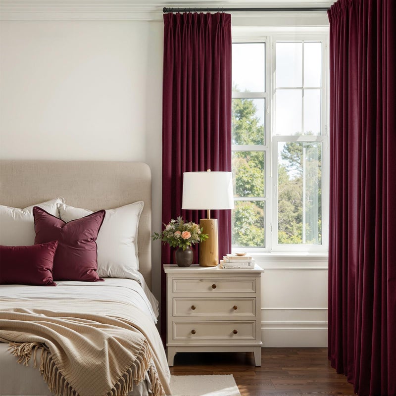 Drapenova Ruby Wine Velvet Curtains 84 Inch Length for Living Room Bedroom Elegant Luxury Pinch Pleated Drapes with Hooks Vintage Victorian Decor Room Darkening Curtain Dark Purple Red,2 Panels,40x84 Long - Image 5