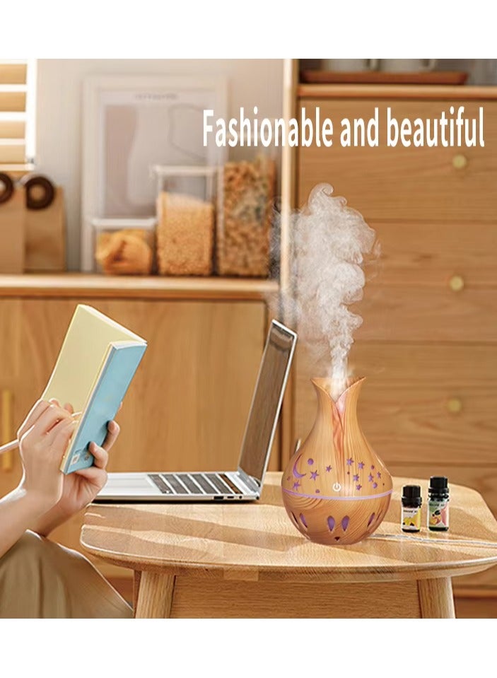Wooden Humidifier, Air Freshener and Aroma Diffuser with LED Light and USB Touch Input Suitable for Eid and Ramadan Gift Made of Wood Laser Engraved Crescent, Star and Water Drops Pattern  - Image 5