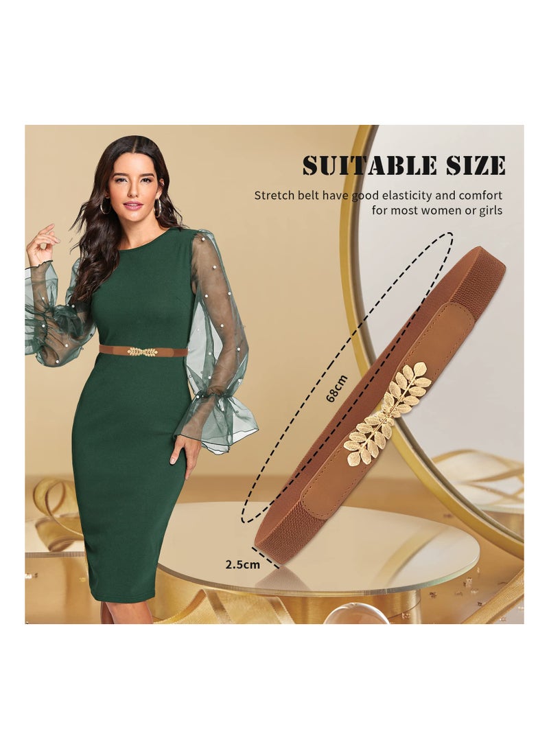 2Pcs Women's Stretch Retro Skinny Belts, Fashionable Thin Waist Belts for Dresses, Jeans, and Shorts, Versatile Decorative Belts with Simple Buckle for Any Occasion - Image 4