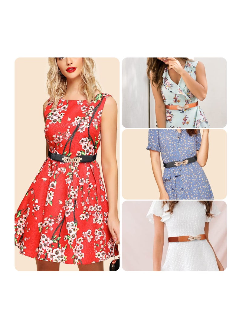 2Pcs Women's Stretch Retro Skinny Belts, Fashionable Thin Waist Belts for Dresses, Jeans, and Shorts, Versatile Decorative Belts with Simple Buckle for Any Occasion - Image 3