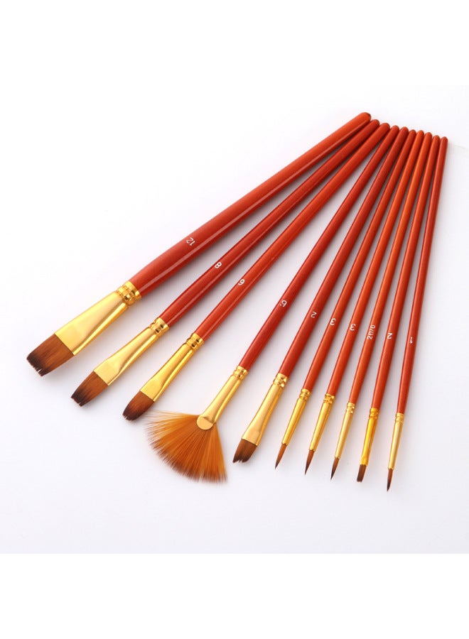 ZhuTing Linen Wood Watercolor Pen Two-color Nylon Wool Combination Brush Set With Fan-shaped Water Chalk - Image 1