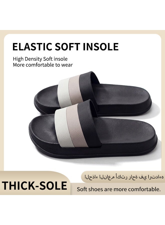GUOLUOFEI Three-Color Stripe Paneled Slippers - Indoor Shower & Bathroom Anti-Slip Couple Style - Image 3