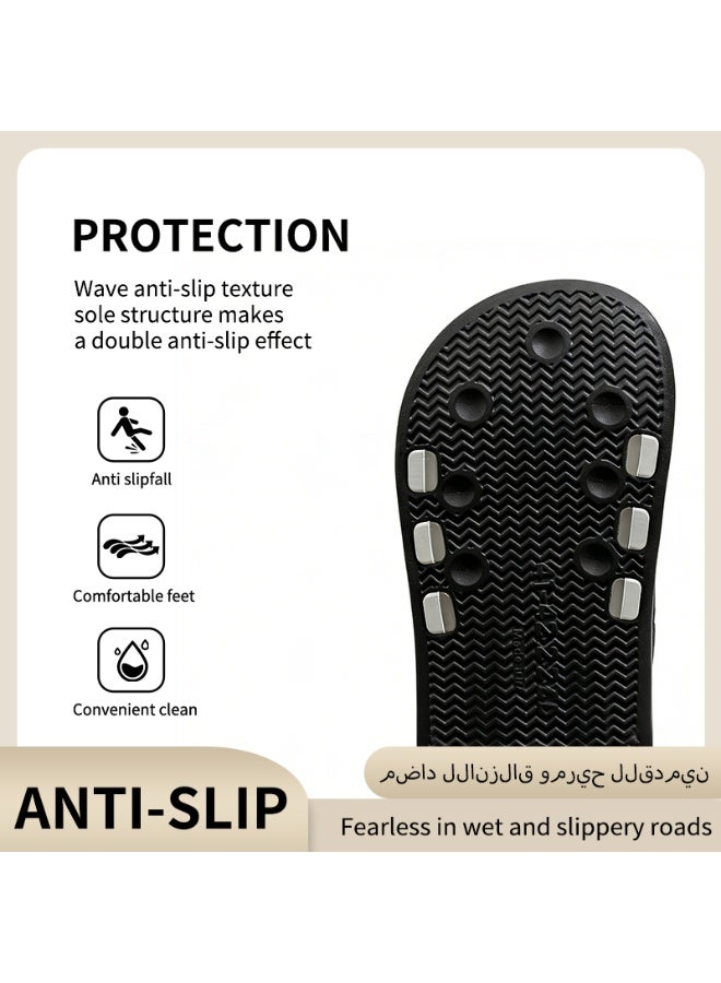 GUOLUOFEI Three-Color Stripe Paneled Slippers - Indoor Shower & Bathroom Anti-Slip Couple Style - Image 2