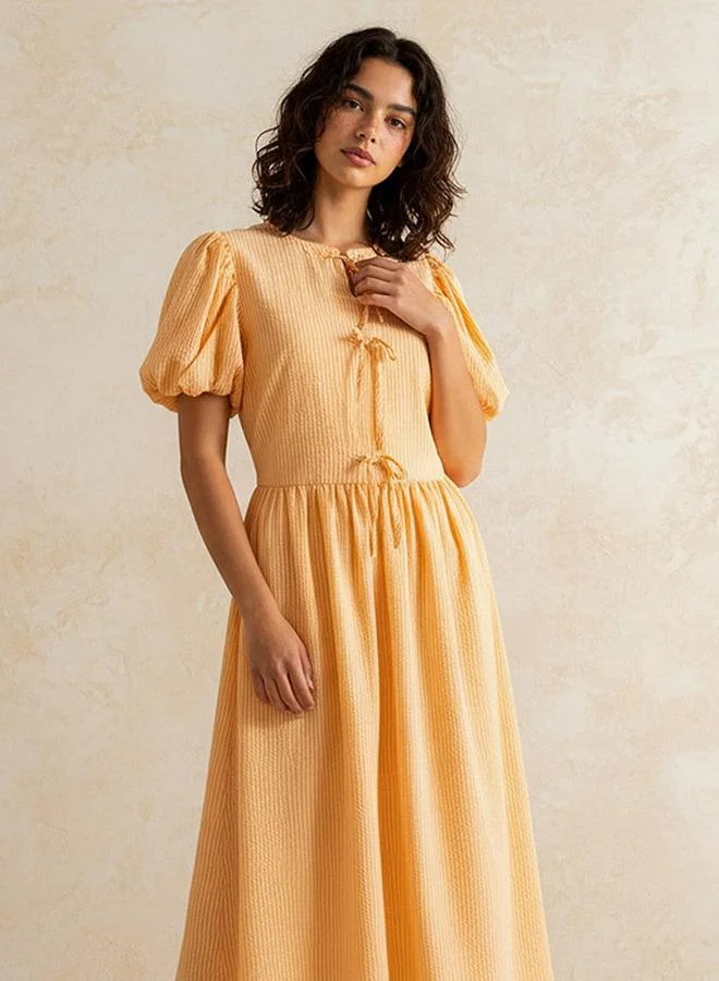 Splash FAV ORANGE Youth Striped A-line Dress for Women | Best Price UAE
