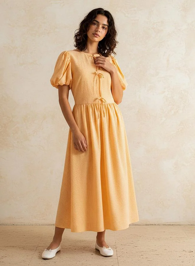 Splash FAV ORANGE Youth Striped A-line Dress for Women | Best Price UAE