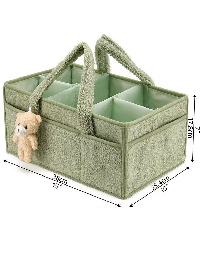 Baby Diaper Caddy Organizer for Changing Table, Baby Storage Basket for Diapers and Baby Wipes, Gift for Baby Shower, Car Caddy Organizer, Nursery Diaper Organizer, Portable Diaper Storage（Off-white） - Image 5