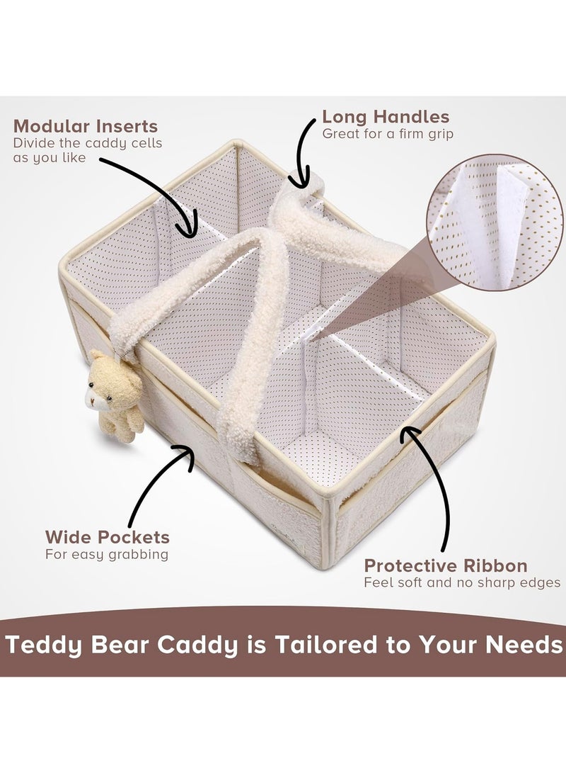 Baby Diaper Caddy Organizer for Changing Table, Baby Storage Basket for Diapers and Baby Wipes, Gift for Baby Shower, Car Caddy Organizer, Nursery Diaper Organizer, Portable Diaper Storage（Off-white） - Image 3