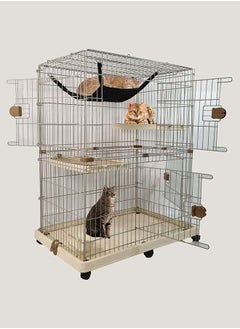 MAJIBAO Cat Cage, Indoor cage, Pet Puppies, Detachable Metal Mesh cage, Rabbit Cage, Pet Cage, DIY Installation, Modern Design, Easy to Assemble, Movable, Yellow Color, 115 cm height  - Image 1