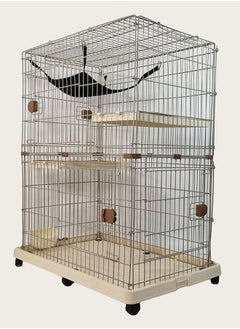 MAJIBAO Cat Cage, Indoor cage, Pet Puppies, Detachable Metal Mesh cage, Rabbit Cage, Pet Cage, DIY Installation, Modern Design, Easy to Assemble, Movable, Yellow Color, 115 cm height  - Image 2