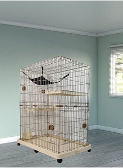 MAJIBAO Cat Cage, Indoor cage, Pet Puppies, Detachable Metal Mesh cage, Rabbit Cage, Pet Cage, DIY Installation, Modern Design, Easy to Assemble, Movable, Yellow Color, 115 cm height  - Image 3