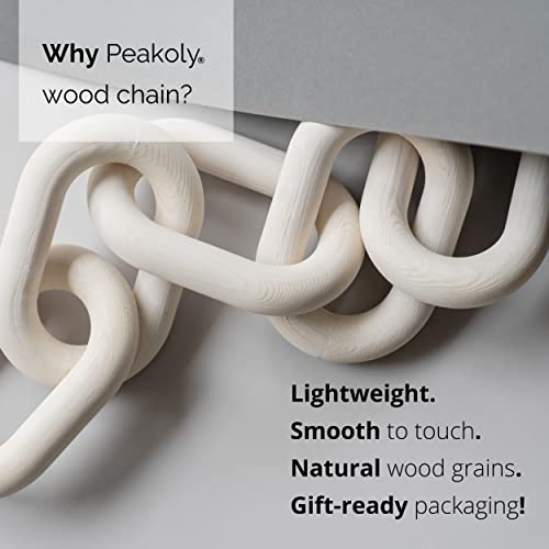 PEAKOLY Wood Chain Link Decor - White Wooden Decorative Objects for Shelves, Coffee Table Sculpture, Book Shelf Accessories, Modern Shelf Decor Accents, Console or Entryway Table Decorations - Image 2