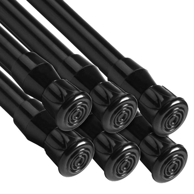 TENSION RODS 28 TO 48 INCHES 6 PACK ADJUSTABLE EXTENSION BLACK SPRING LOADED CURTAIN TENSION ROD FOR WINDOWS CLOSET CUPBOARD KITCHEN BATHROOM WARDROBE