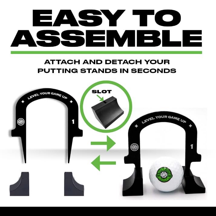 BACK 2 BASICS GOLF | 2 Putting Gate Stands | Pair with Putting Gates, Pro Path Mirror, and Putting Mat | Golf Training Equipment for Putt Alignment & Control | Premium Golf Accessories - Image 2