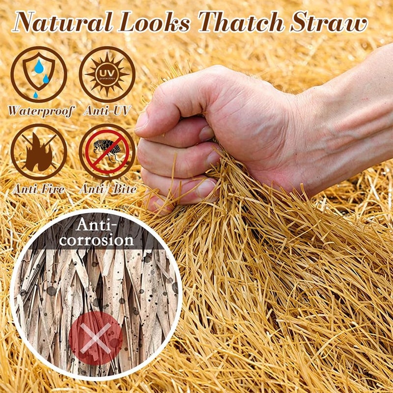 HASTHIP لوحة سقف من القش الصناعي، 50×200 سم رول قش نخيل صناعي، سقف واقعي مضاد للانزلاق لبار تيكي الخارجي، كشك، حديقة، ديكور كوخ - Image 5