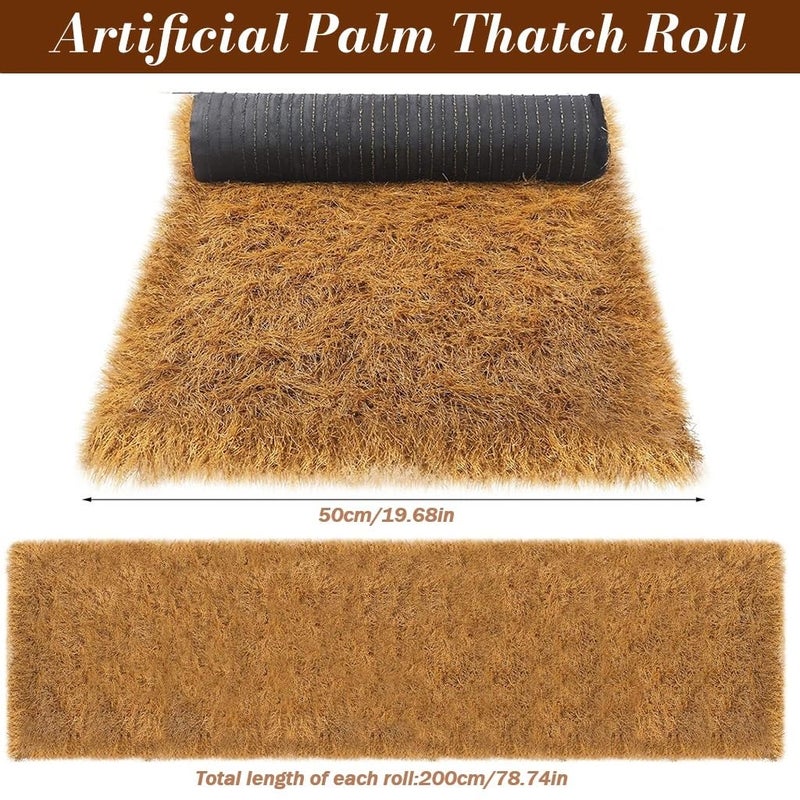 HASTHIP لوحة سقف من القش الصناعي، 50×200 سم رول قش نخيل صناعي، سقف واقعي مضاد للانزلاق لبار تيكي الخارجي، كشك، حديقة، ديكور كوخ - Image 3