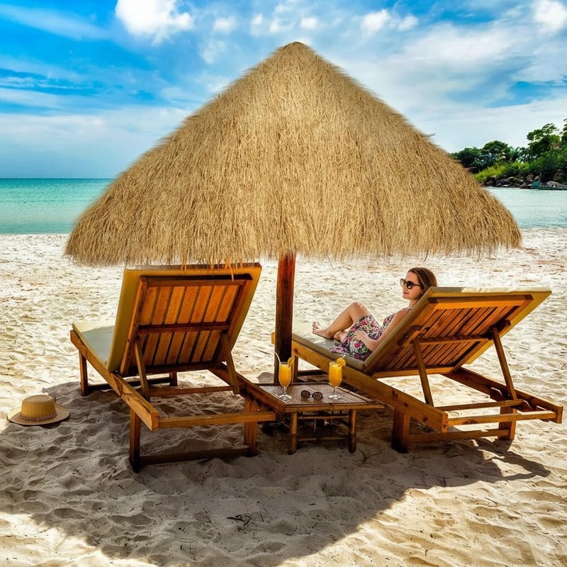 HASTHIP لوحة سقف من القش الصناعي، 50×200 سم رول قش نخيل صناعي، سقف واقعي مضاد للانزلاق لبار تيكي الخارجي، كشك، حديقة، ديكور كوخ - Image 2