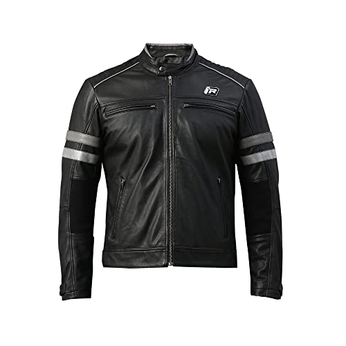 TVS Ronin Edition Leather Riding Jacket for Men-Premium Bike Jackets with CE Level 2 Armour, Reflective Panels and Washed Finish (Black- XL) - Image 5