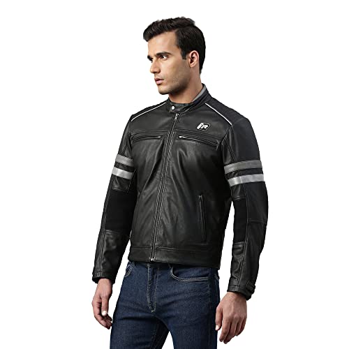 TVS Ronin Edition Leather Riding Jacket for Men-Premium Bike Jackets with CE Level 2 Armour, Reflective Panels and Washed Finish (Black- XL) - Image 2