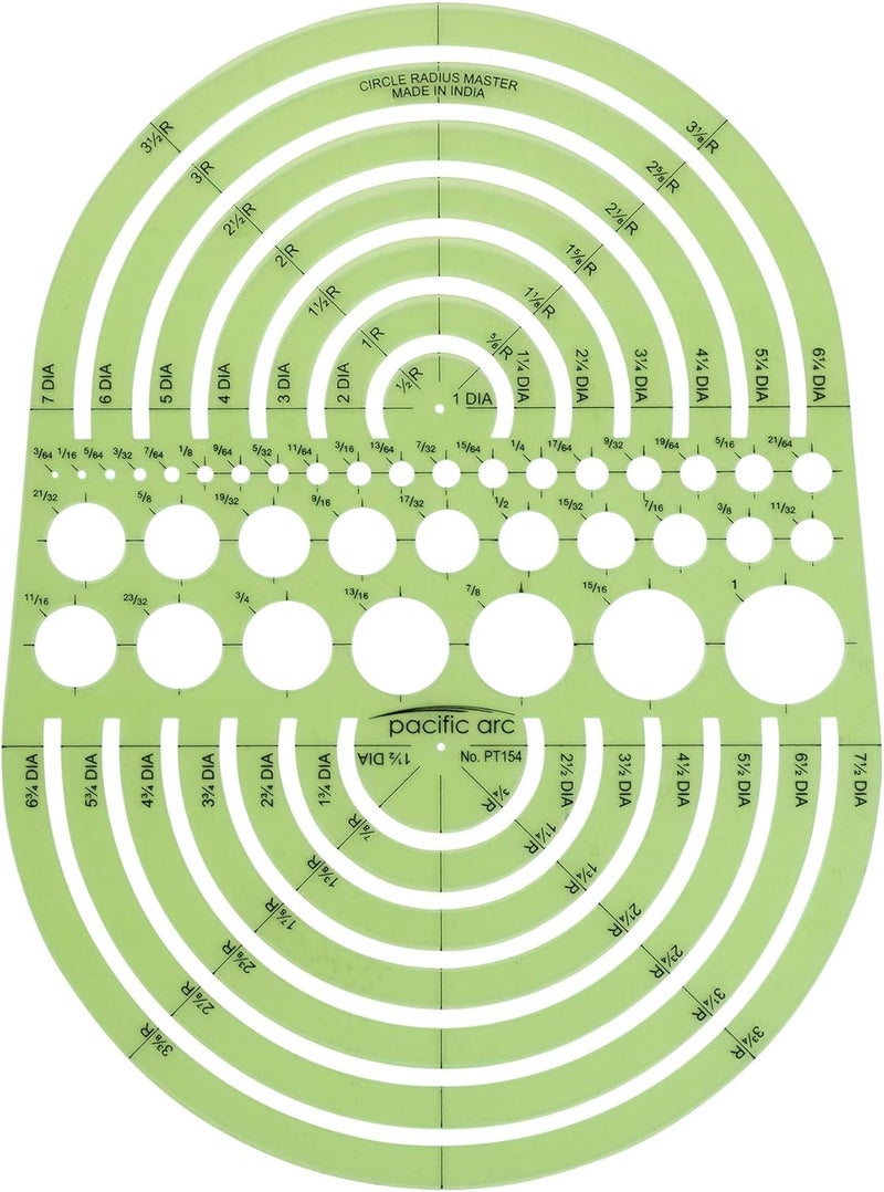 Pacific Arc Circles Radius Master Template Guide, from 1/2 Inch to 3 3/4 Inch Radius and 36 Perfect Circles from 3/64 to 1 Inches - Image 1