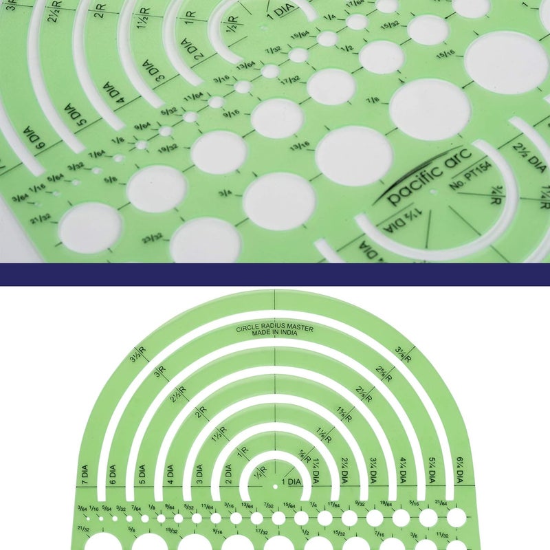 Pacific Arc Circles Radius Master Template Guide, from 1/2 Inch to 3 3/4 Inch Radius and 36 Perfect Circles from 3/64 to 1 Inches - Image 4