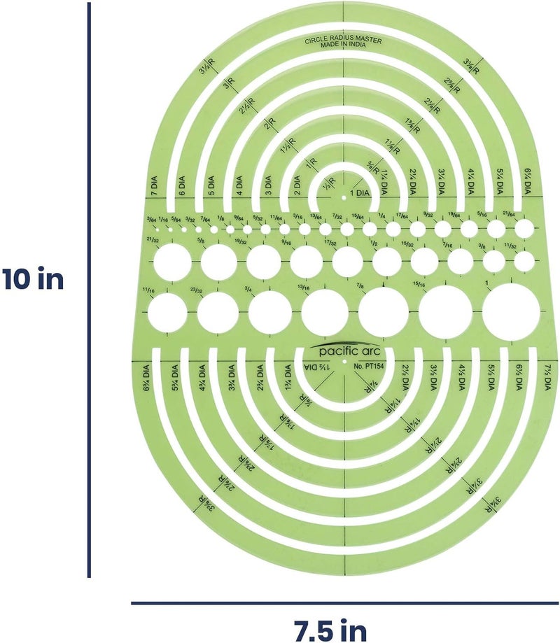 Pacific Arc Circles Radius Master Template Guide, from 1/2 Inch to 3 3/4 Inch Radius and 36 Perfect Circles from 3/64 to 1 Inches - Image 2