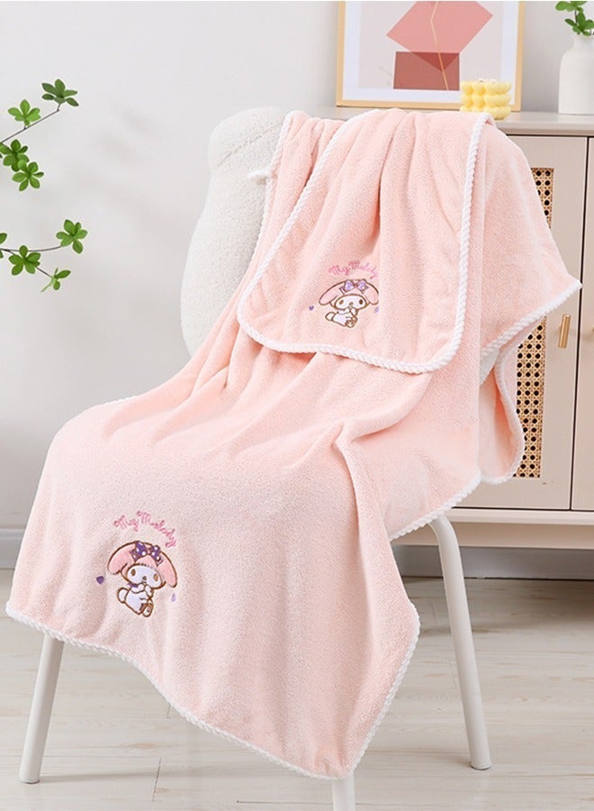 Sanrio 3 Pcs Sanrio Melody Cute Bath Towel Set, Coral Fleece Bath Towel, includes a Bath Towel, a Hair Towel, and a Towel, Pink - Image 4