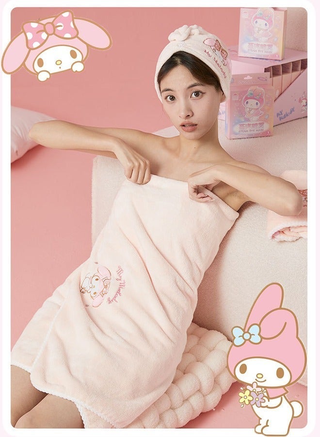 Sanrio 3 Pcs Sanrio Melody Cute Bath Towel Set, Coral Fleece Bath Towel, includes a Bath Towel, a Hair Towel, and a Towel, Pink - Image 2