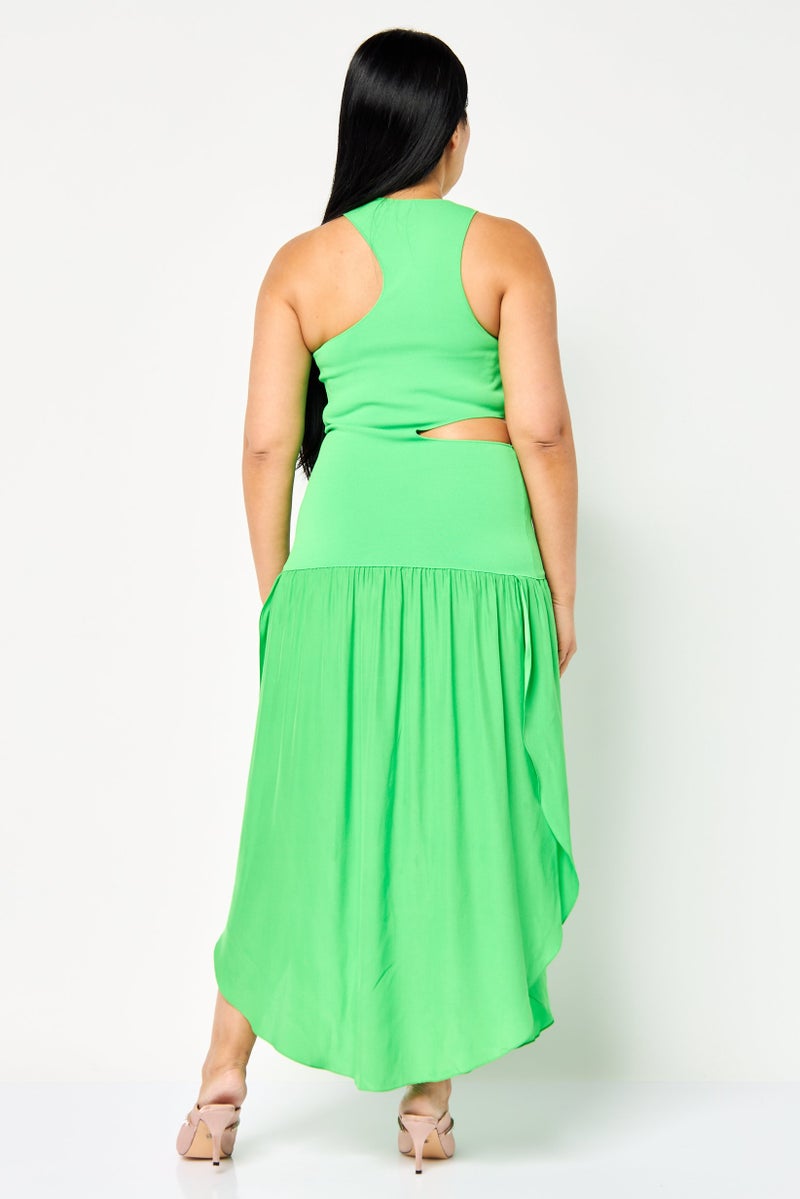 STELLA MCCARTNEY Women Solid Cut-Out Maxi Dress, Green - Image 4