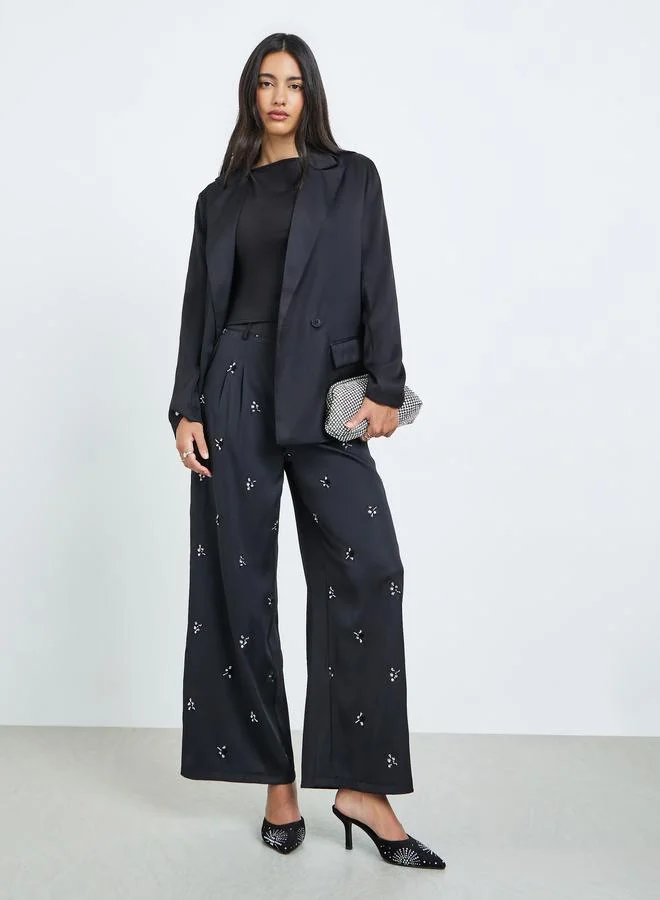 Styli Women Black Regular Fit Double-Breasted Blazer