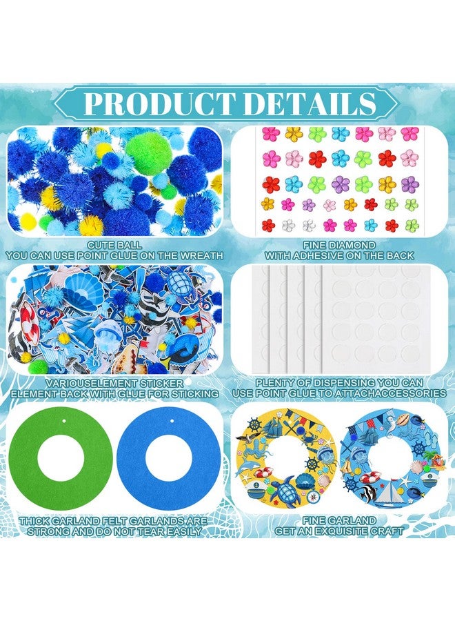 Suilung 32 Sets Summer Ocean Craft Kits DIY Felt Wreath Making Kits Ocean Sailing Hanging Ornament Decorations with Starfish Seahorse Turtle Dolphin Shell Fish Stickers for Summer Home Beach Party Favors - Image 5