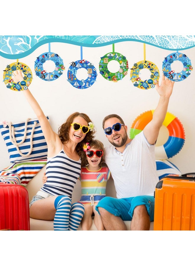 Suilung 32 Sets Summer Ocean Craft Kits DIY Felt Wreath Making Kits Ocean Sailing Hanging Ornament Decorations with Starfish Seahorse Turtle Dolphin Shell Fish Stickers for Summer Home Beach Party Favors - Image 2