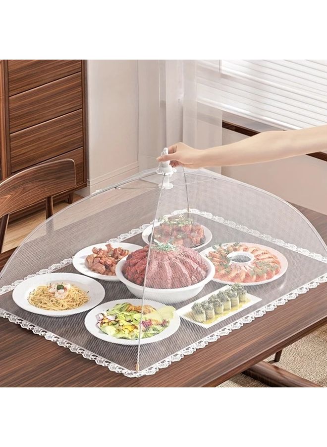 White 16 93 Inch Folding Mesh Food Cover Washable Insect Proof Protective Dish Cover For Home Kitchen Tables - Image 4