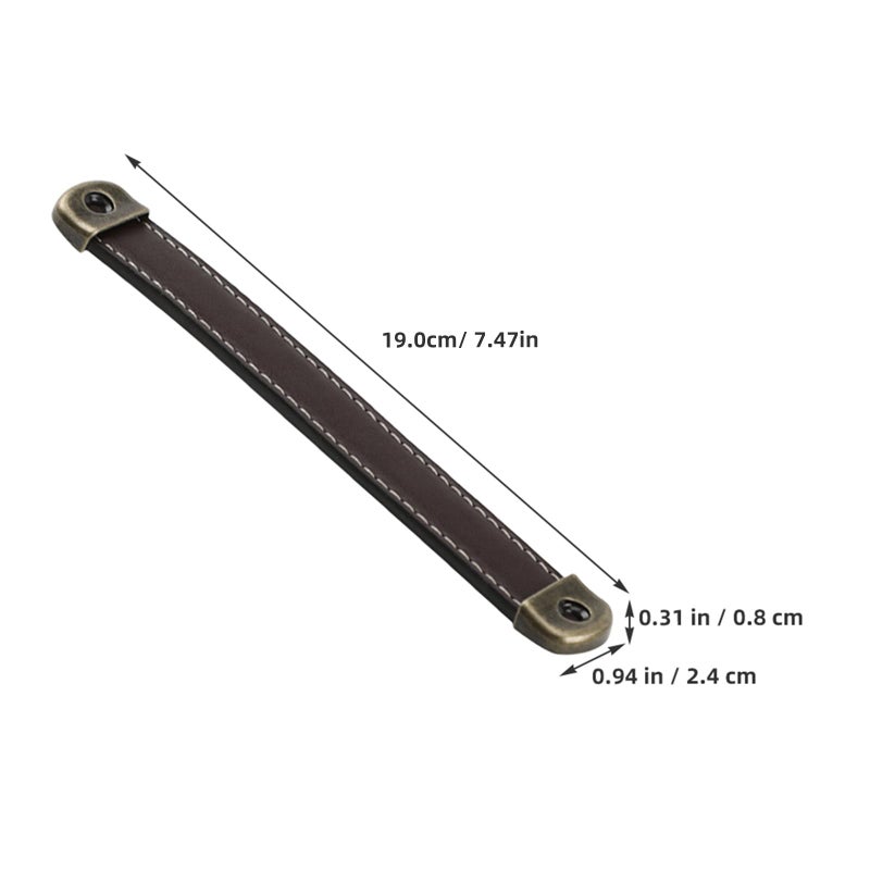 Brown Leather Cabinet Pull Handles 5pcs Set for Furniture Drawers and Door Replacement - Image 3